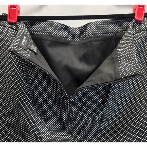 Liz Claiborne Career Black White Square Dashes A-Line Lined Pencil Skirt Size 4 - Picture 6 of 8